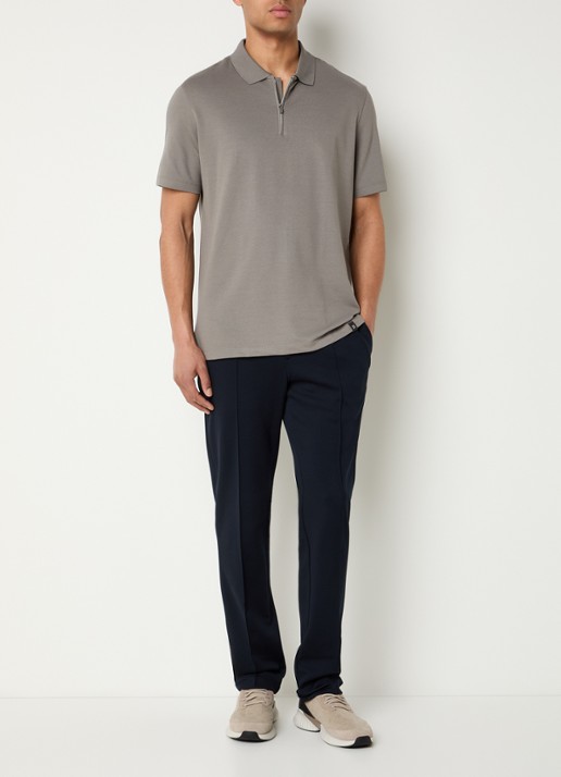 Boggi Milano Regular fit polo met halve rits - voorkant 2 zand