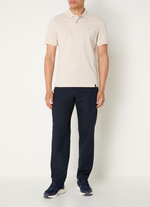 Boggi Milano Regular fit polo met logoprint - voorkant 2 creme
