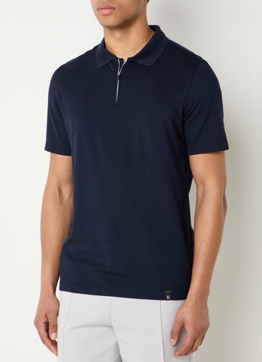 Boggi Milano Regular fit polo met met halve rits