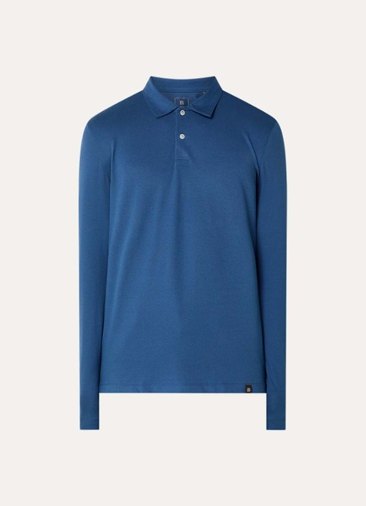 Boggi Milano Regular fit polo met stretch - voorkant indigo