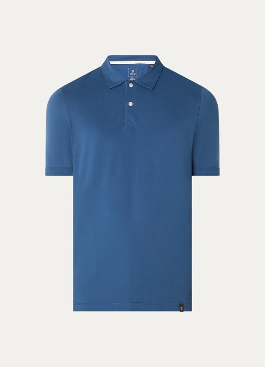 Boggi Milano Regular fit polo met stretch - voorkant blauw