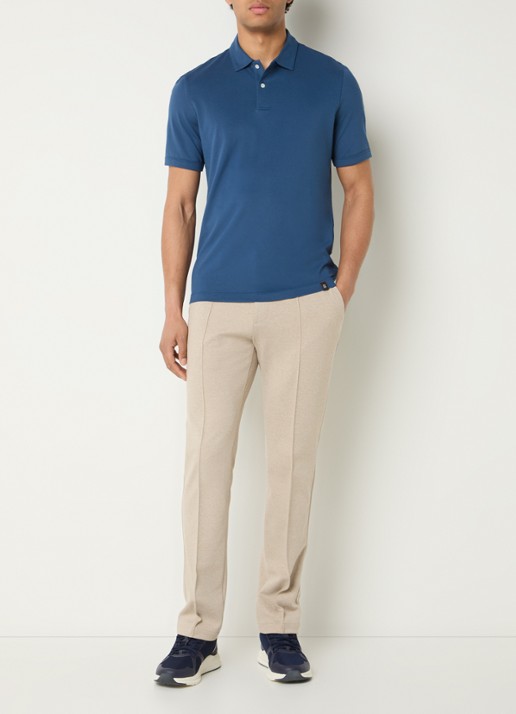 Boggi Milano Regular fit polo met stretch - voorkant 2 blauw