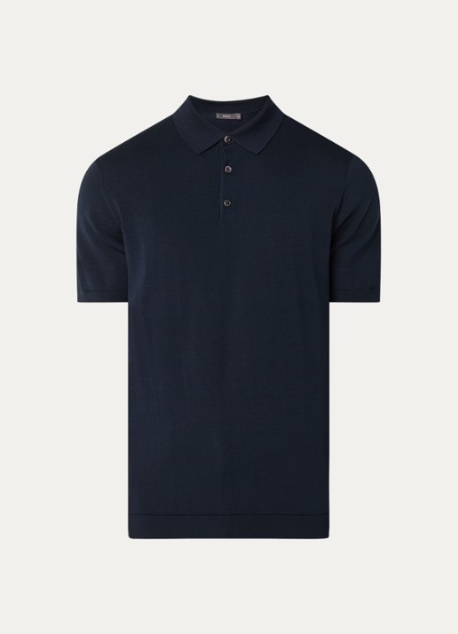 Boggi Milano Regular fit polo met stretch - voorkant 3 donkerblauw