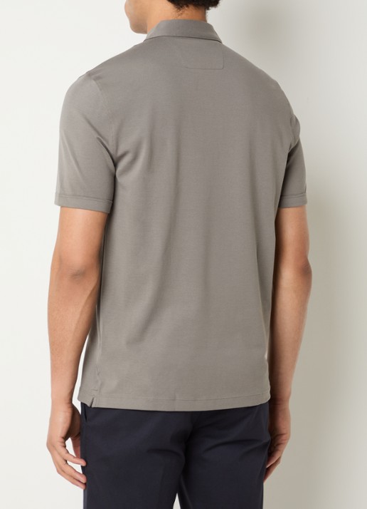 Boggi Milano Regular fit polo met stretch - achterkant 4 olijfgroen