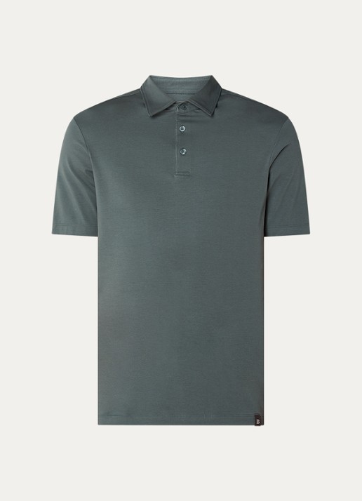 Boggi Milano Regular fit polo met stretch - voorkant 2 olijfgroen
