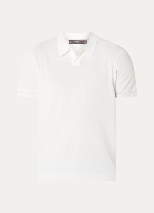 Boggi Milano Regular fit polo met stretch - voorkant wit