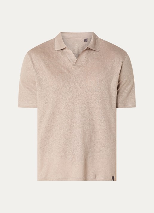 Boggi Milano Regular fit polo met stretch - voorkant donkerbeige