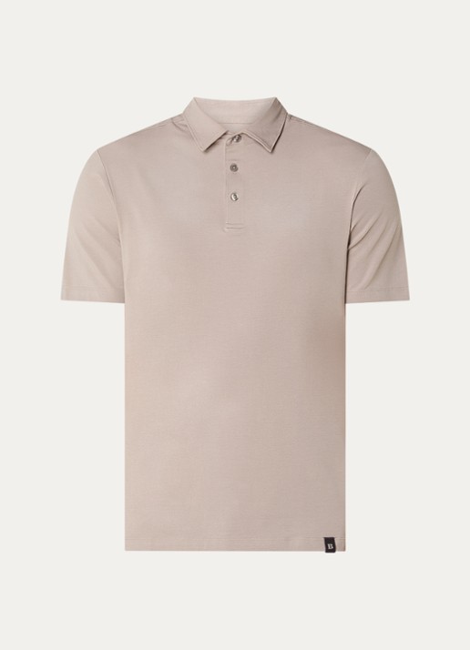 Boggi Milano Regular fit polo met stretch - voorkant 2 donkerbeige