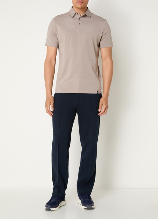 Boggi Milano Regular fit polo met stretch - voorkant 3 donkerbeige