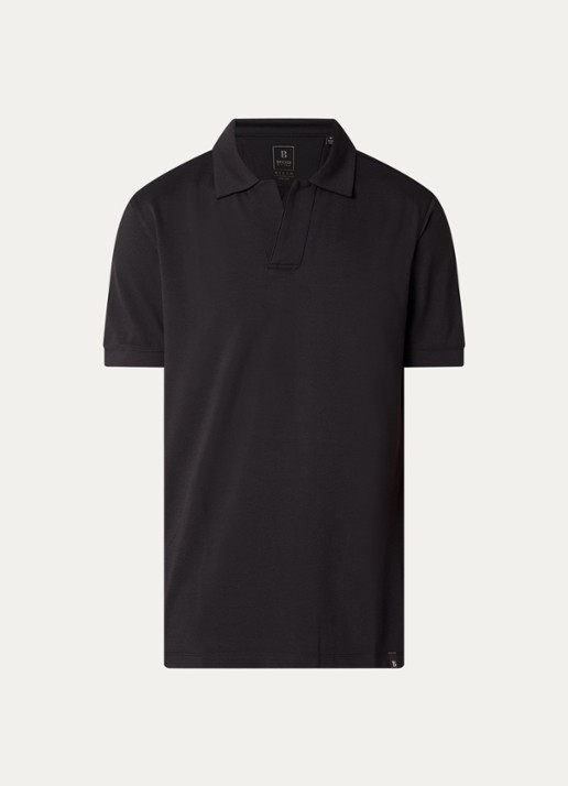 Boggi Milano Regular fit polo met stretch - voorkant 3 zwart