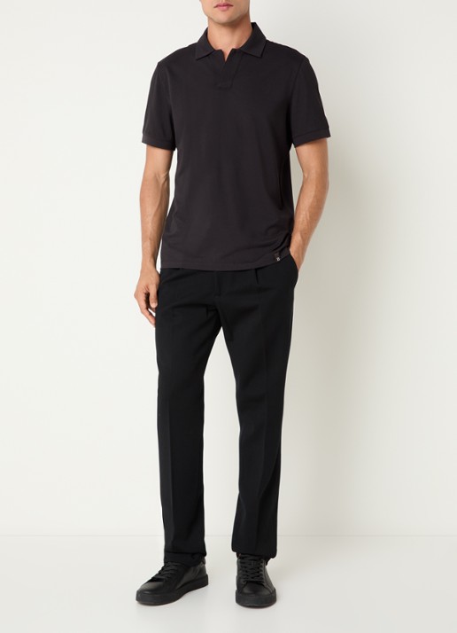 Boggi Milano Regular fit polo met stretch - voorkant 4 zwart