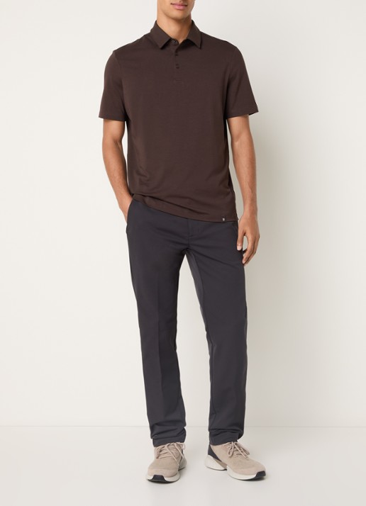 Boggi Milano Regular fit polo met stretch - voorkant 4 donkerbruin
