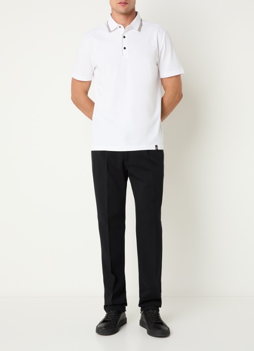 Boggi Milano Regular fit polo met stretch - voorkant 2 wit