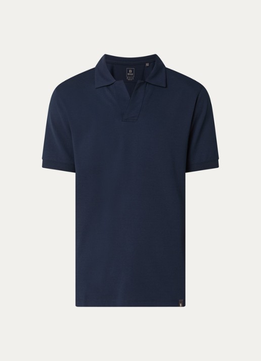 Boggi Milano Regular fit polo met stretch - voorkant donkerblauw