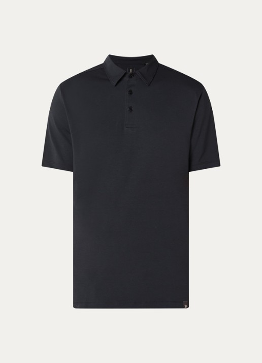 Boggi Milano Regular fit polo met stretch - voorkant zwart