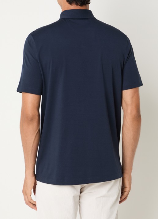 Boggi Milano Regular fit polo met stretch - achterkant 3 donkerblauw