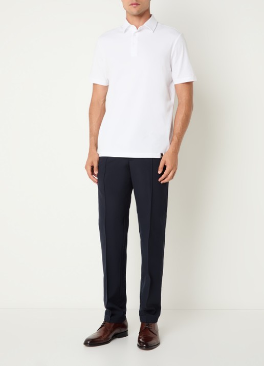 Boggi Milano Regular fit polo met stretch - voorkant 3 wit