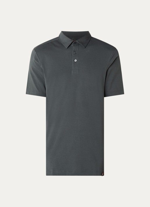 Boggi Milano Regular fit polo met stretch - voorkant donkergrijs