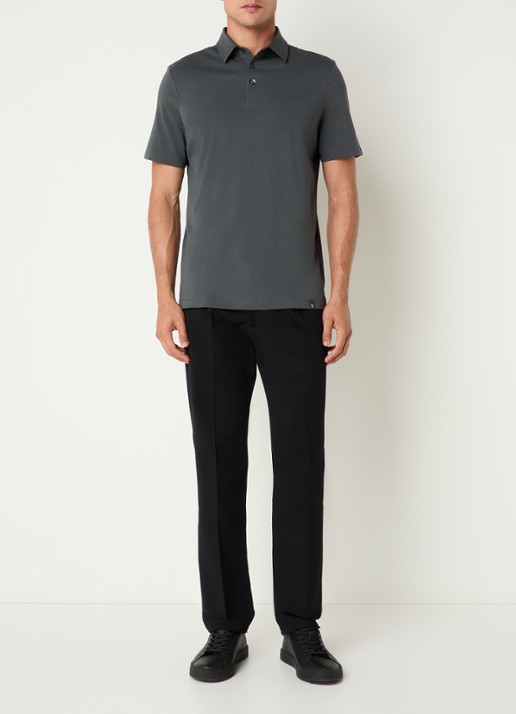 Boggi Milano Regular fit polo met stretch - voorkant 2 donkergrijs