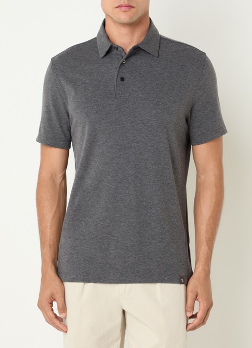 Boggi Milano Regular fit polo met stretch - detail 3 donkergrijs