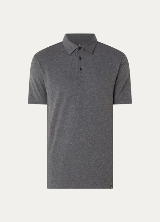 Boggi Milano Regular fit polo met stretch - voorkant donkergrijs