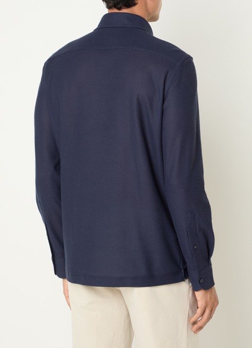 Boggi Milano Regular fit polo met stretch - achterkant 4 donkerblauw