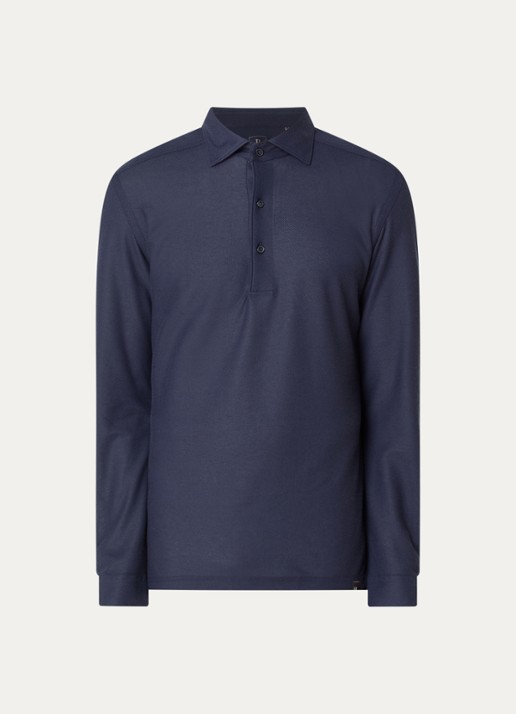 Boggi Milano Regular fit polo met stretch - voorkant 2 donkerblauw