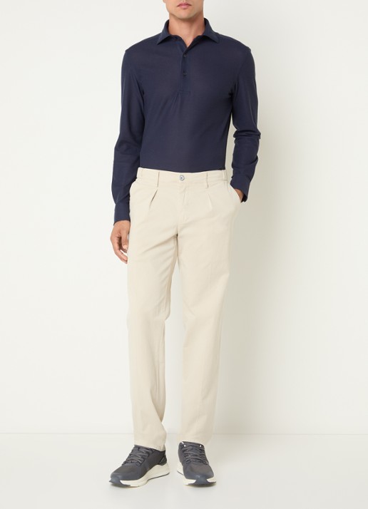 Boggi Milano Regular fit polo met stretch - voorkant 3 donkerblauw