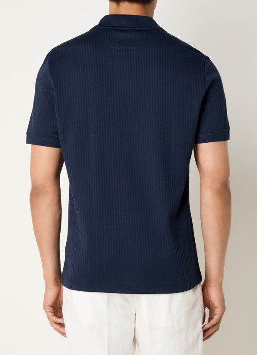 Boggi Milano Regular fit polo met structuur - achterkant 2 donkerblauw
