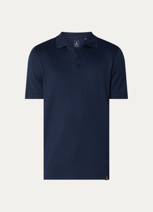 Boggi Milano Regular fit polo met structuur - voorkant 3 donkerblauw