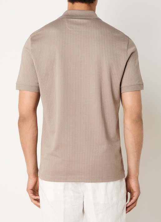 Boggi Milano Regular fit polo met structuur - achterkant donkerbeige