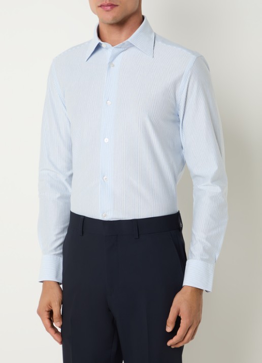 Boggi Milano Regular fit strijkvrij overhemd met kent kraag en streepprint