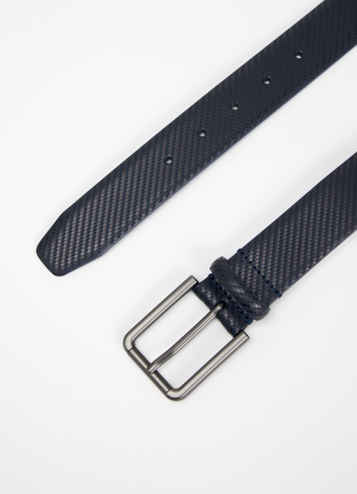 Boggi Milano Riem van leer - detail 2 donkerblauw