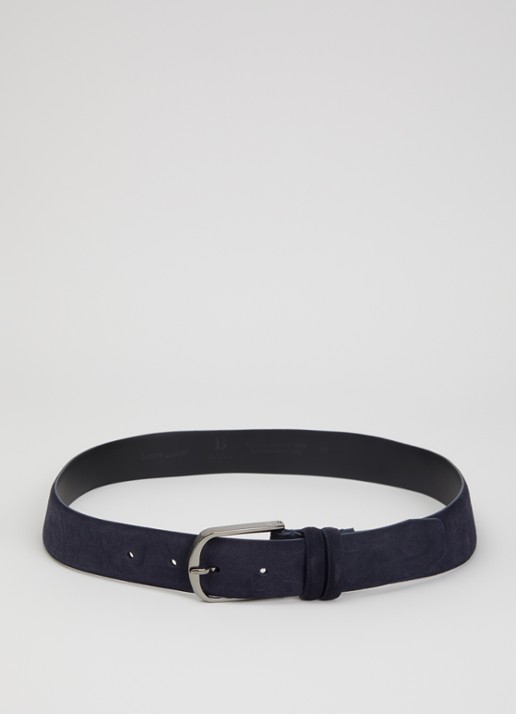 Boggi Milano Riem van suède met bloemenprint