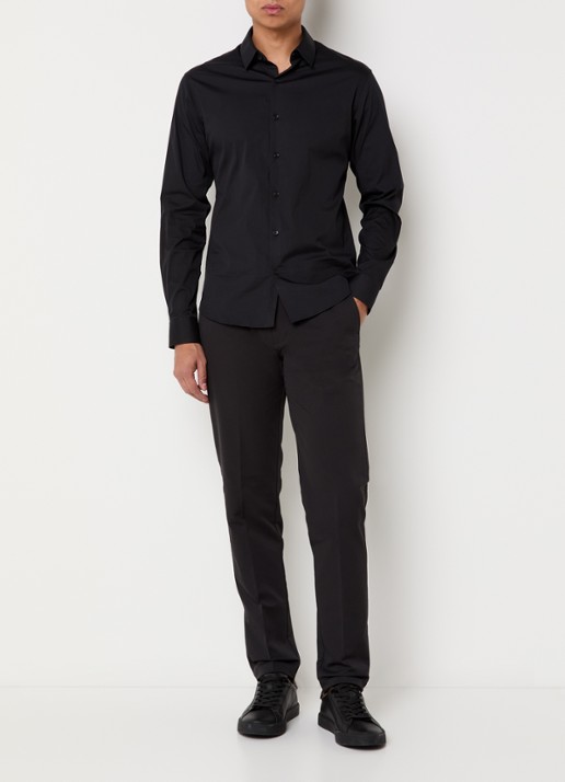 Boggi Milano Rory slim fit pantalon met steekzakken en stretch - voorkant 2 zwart