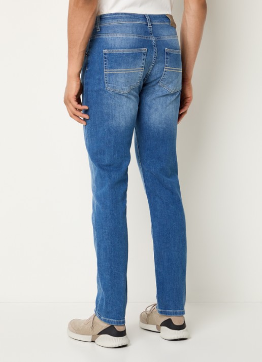 Boggi Milano Skinny jeans met medium wassing - achterkant indigo
