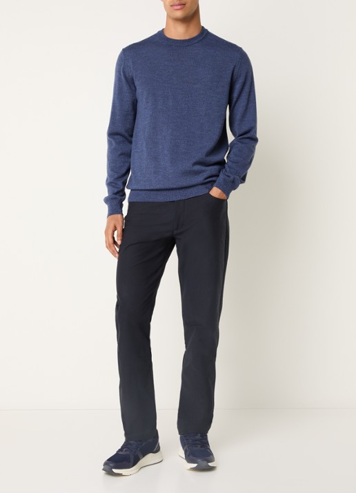 Boggi Milano Slim fit chino met steekzakken - voorkant 3 donkerblauw