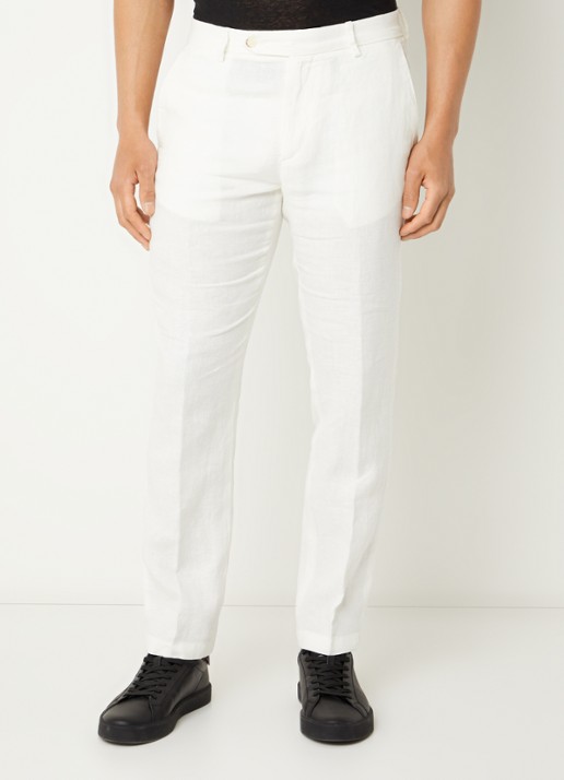 Boggi Milano Slim fit chino van linnen met steekzakken