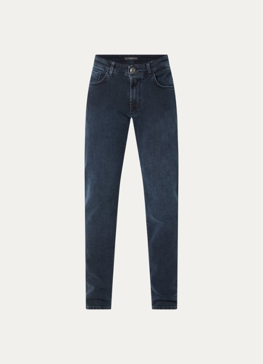 Boggi Milano Slim fit jeans met donkere wassing - voorkant 3 indigo