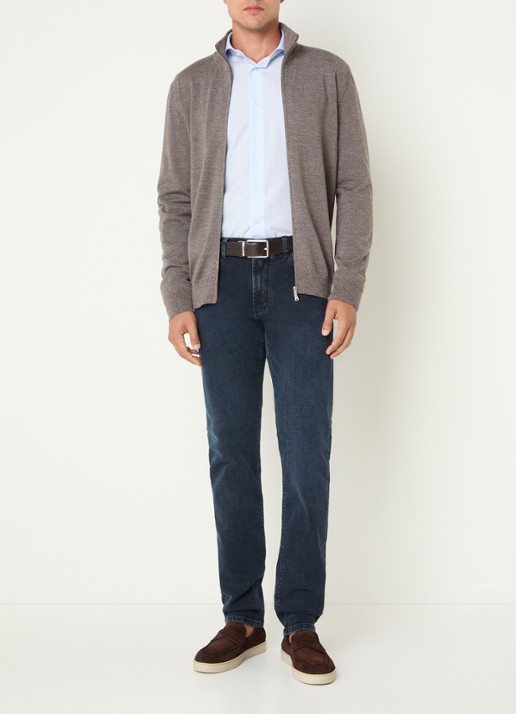 Boggi Milano Slim fit jeans met donkere wassing - voorkant 4 indigo