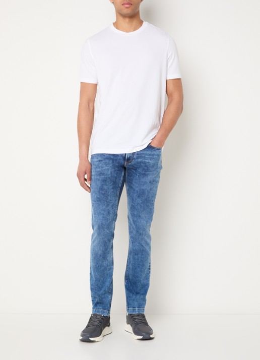 Boggi Milano Slim fit jeans met medium wassing - voorkant 3 indigo