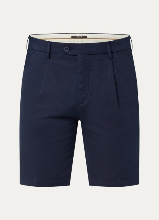 Boggi Milano Slim fit korte broek met steekzakken - voorkant 3 donkerblauw