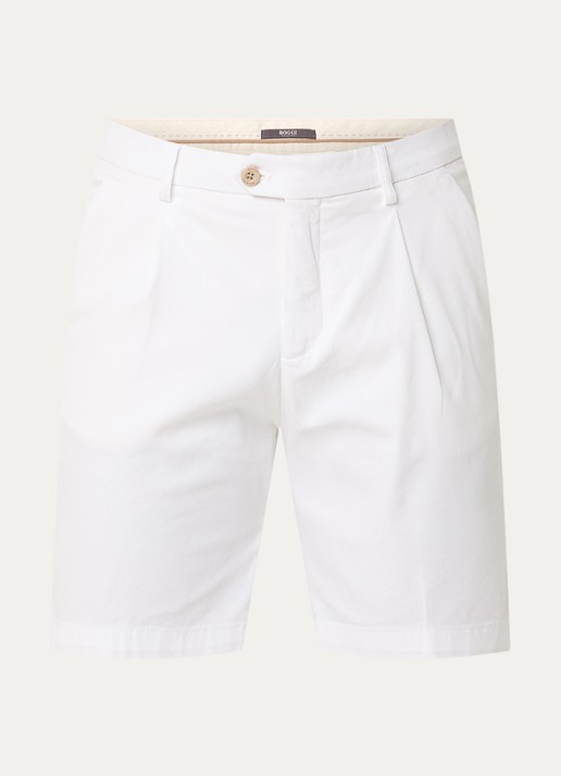 Boggi Milano Slim fit korte broek met steekzakken - voorkant wit