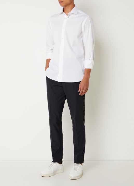Boggi Milano Slim fit overhemd met cut away kraag  - voorkant 4 wit