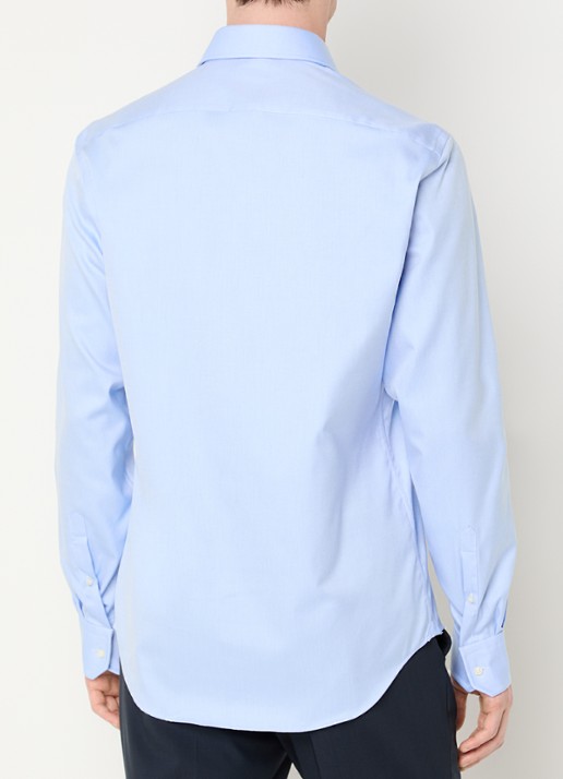 Boggi Milano Slim fit overhemd met cut away kraag - achterkant 3 lichtblauw
