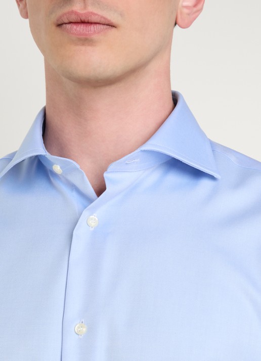 Boggi Milano Slim fit overhemd met cut away kraag - detail 2 lichtblauw