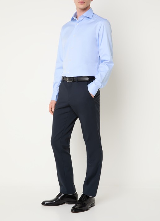 Boggi Milano Slim fit overhemd met cut away kraag - voorkant 5 lichtblauw