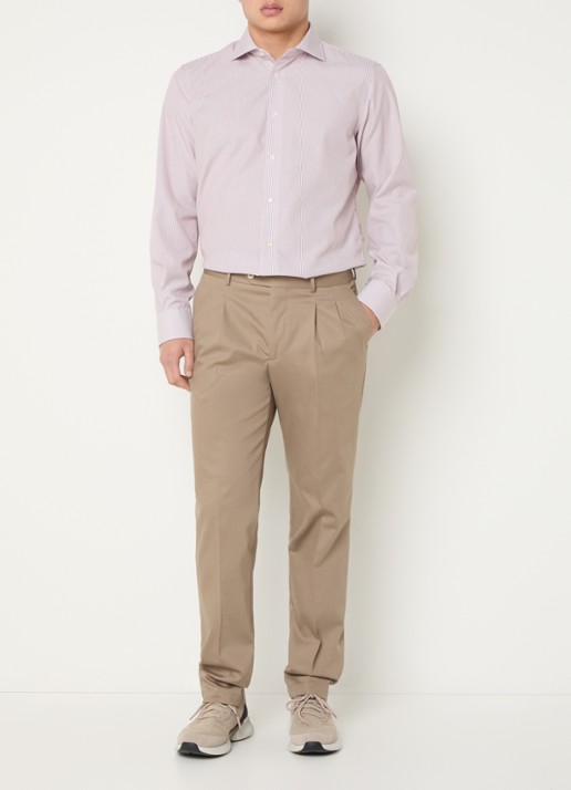 Boggi Milano Slim fit overhemd met cut away kraag - voorkant 2 bordeauxrood
