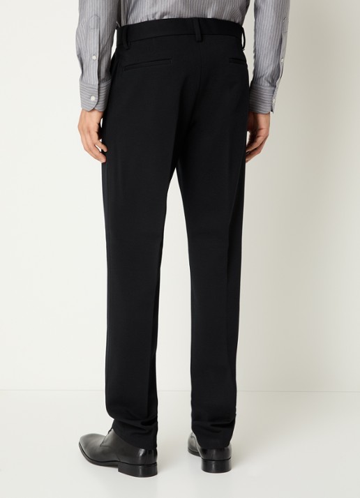 Boggi Milano Slim fit pantalon in wolblend met steekzakken - achterkant 3 zwart