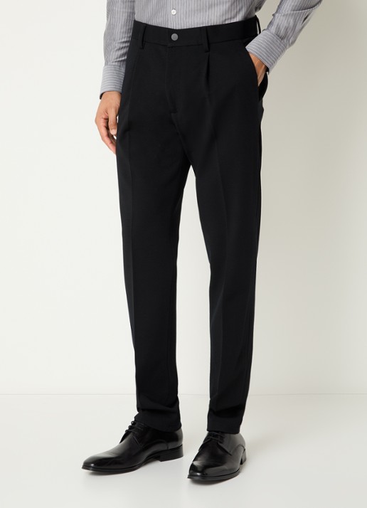 Boggi Milano Straight fit pantalon in wolblend met steekzakken